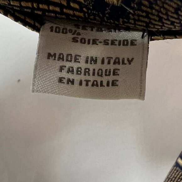 Joseph Abboud Men’s Necktie 3 ¾” Silk Brown / Copper & Navy Blue Geometric Italy - Picture 10 of 11